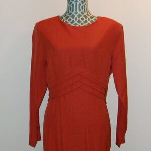Vintage Jennifer James 1980s does 30s/40s pinup rust orange sheath dress, m-l